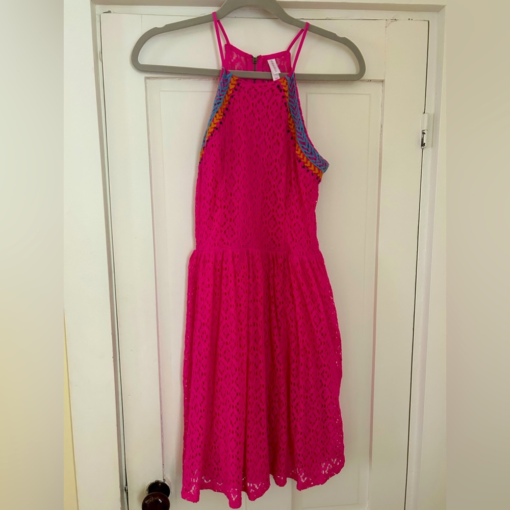 Xhiliration fuchsia color, halter neckline with back zipper